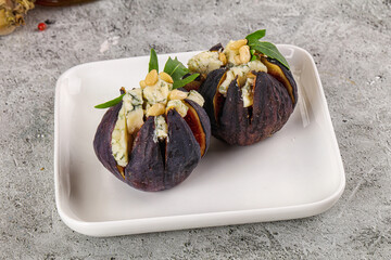 Fig with blue cheese and cedar