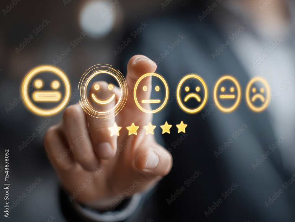 Poster customer feedback selection at a digital interface in a business setting
