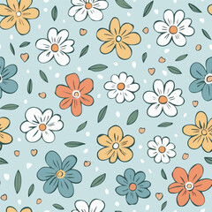 Pattern Flowers Hand Draw Vector