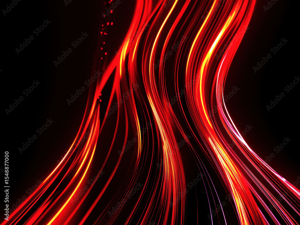Poster dynamic red light waves create abstract visual movement in darkness