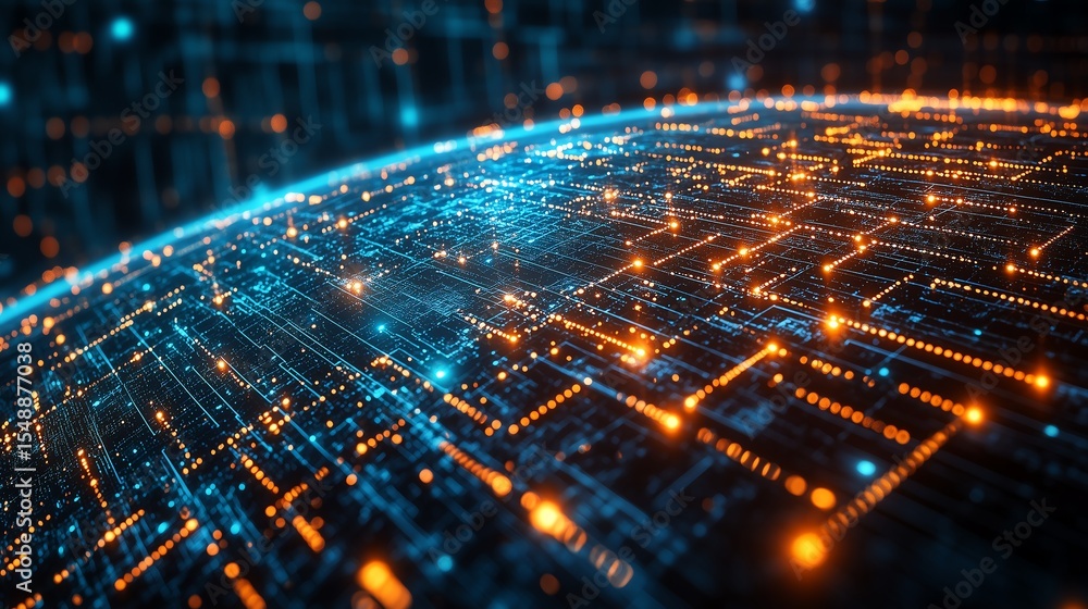 Aufkleber data exchange and ai technology concept, big data management with internet network connection, minim