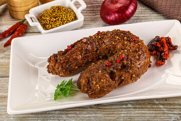 Baked pork tenderloin with mustard