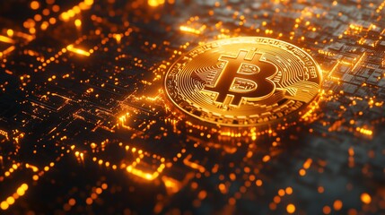 Cryptocurrency and blockchain technology abstract background, digital money concept with binary code and minimalistic design