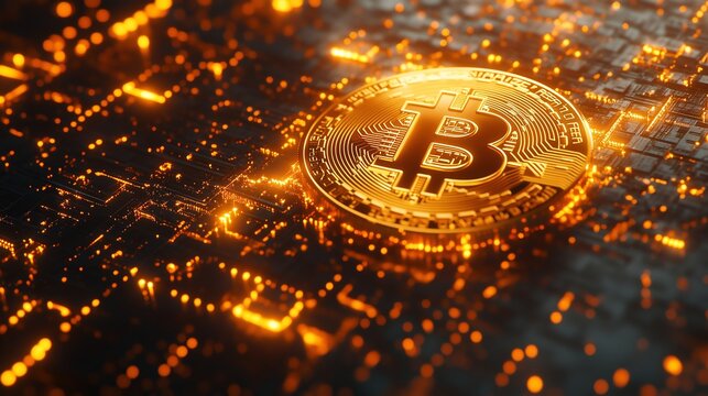 Cryptocurrency and blockchain technology abstract background, digital money concept with binary code and minimalistic design - Powered by Adobe