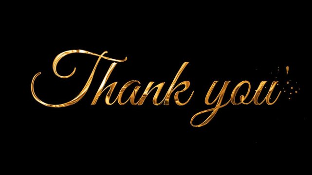 Golden Thank You Text Animation on Transparent background — Alpha Channel Included