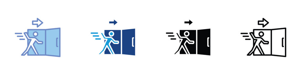 Emergency Exit Icon, Evacuation Sign, Escape Door Symbol, Safety Exit Illustration, Running Man Emergency Exit