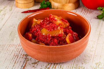 Hungarian Lecho with bell pepper and tomato