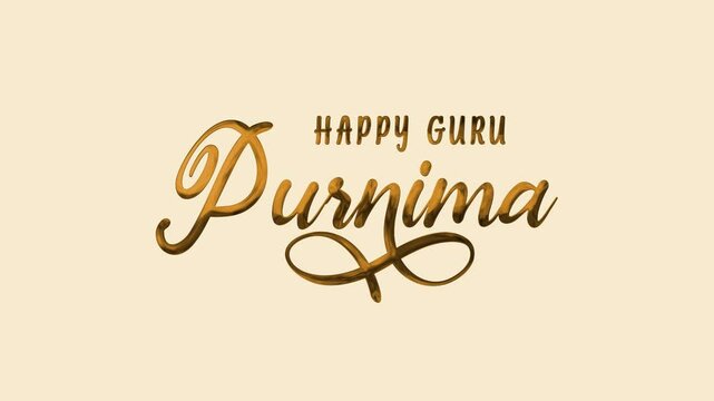 Happy Guru Purnima Text Animation in Gold, perfect for social media banners, cards, and online posts celebrating the holiday.