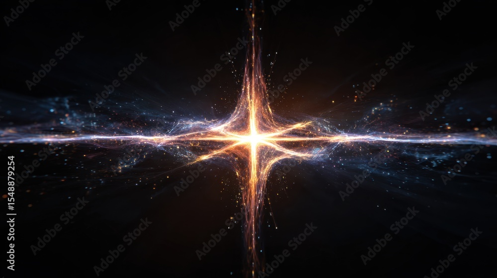 Poster cosmic star explosion: captivating stardust abstract rendering resembling a star birth, bursting for
