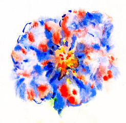bloomingblue red flower painted with watercolor