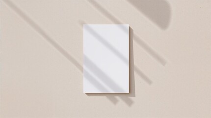 5x7 white card mockup with shadow on beige background