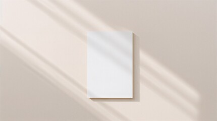5x7 white card mockup with shadow on beige background