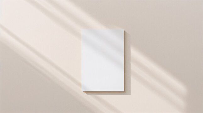 5x7 white card mockup with shadow on beige background