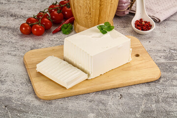 Soft Feta cheese piece with cut