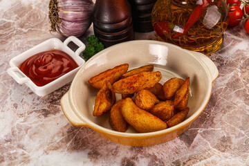 Fried rustic golden Idaho potato