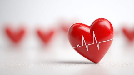 Red heart with white ekg line symbolizing cardiovascular health awareness