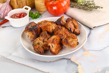 Grilled pork neck meat shashlik
