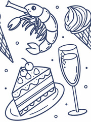 vector illustration of a set of food