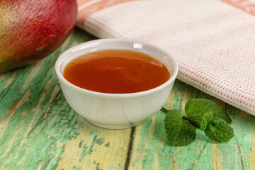 Sweet dessert orange mango puree