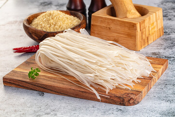 Raw dry pho noodles for cooking