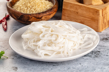 Boiled asian rice pho noodles