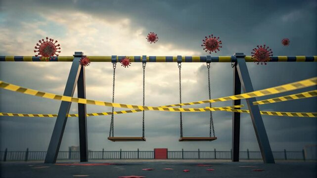 Kids park eing sealed, playarea abandones,  pandemic, lockdown corona virus comeback outbreak
