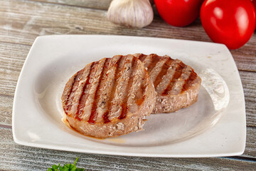 Grilled tuna steak fillet medallion