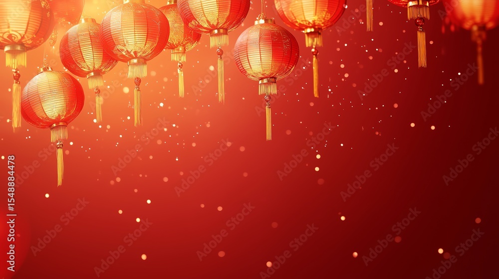 Poster minimalistic chinese new year poster with a glowing golden circle surrounded by wave lines and plum 