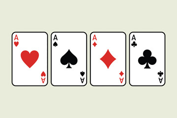 Four Ace Playing Cards in Different Suits