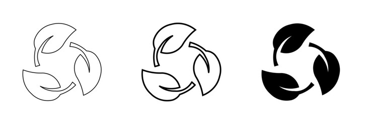 Eco friendly leaf recycling symbol im editable stroke and solid.