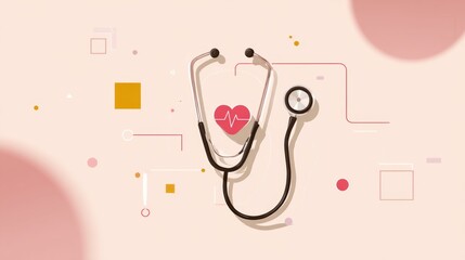 Stethoscope with heart graphic on futuristic medical background