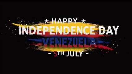 Venezuela Independence Day Motion Graphic Overlay Design with Black Background for 5th July Celebrations