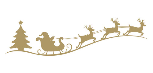 Santas Sleigh and Reindeer Christmas Graphic