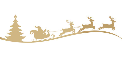 Santa Claus Sleigh and Reindeer Silhouette Christmas Design