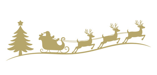 Santas Reindeer Sleigh Silhouette Design