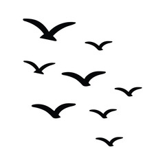 Naklejka premium Minimalist Flying Birds Silhouette Set