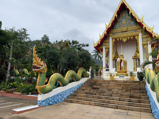 Dragon Palace, Buddhist temple in Thailand. Side view.