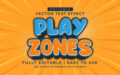 3d editable play zone text effect typography style template