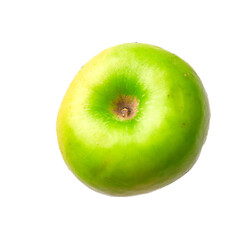 Bright Green Apple Top View Perspective Isolated on White Background	 
