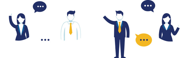 Team Communication and Collaboration: Business Professionals Engaging in Dialogue for Success flat vector illustration