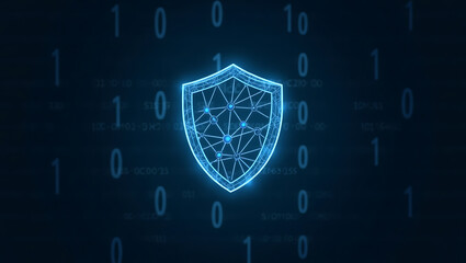 Digital Cybersecurity Shield and Data Protection Concept.