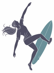 Female Surfer Aerial Trick on Wave Isolated Sports Photography