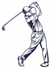 Male Golfer Finishing Swing Motion Isolated Form Technique