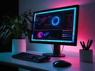computer monitor and computer mouse
