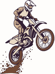 Male Motocross Rider Jumping Dirt Bike Isolated Trick Shot