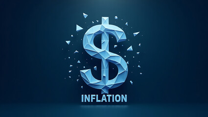 Polygonal Dollar Sign with "Inflation" - Economic Instability and Financial Crisis Concept.