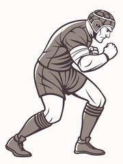 Male Rugby Forward in Scrum Formation Isolated Game Image