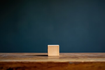 Wooden cube on a wooden surface