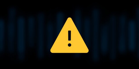 Yellow caution icon on dark background with light streaks symbolizing alert