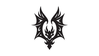 A silhouette of tribal dragon tattoo On white background